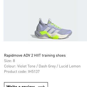 Adidas Rapidmove ADV 2 training Shoes Violet gray and Neon lemon Green 8 / 9.5